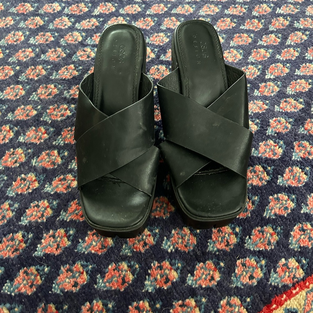 ASOS Black Cross-Strap Mules